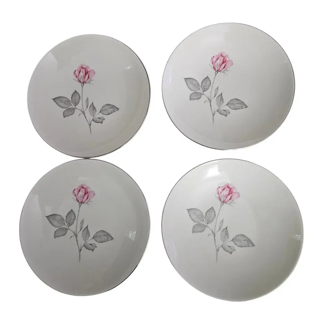 Vintage Zylstra Rose Permacal Salad Bowls Set of 4 Fine Dinnerware USA